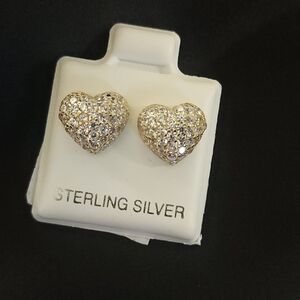 Sterling Silver Heart Earrings gold plated